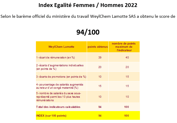 Indice homme/Femme 2022